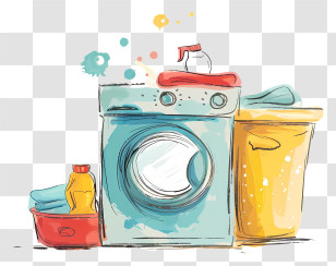 Laundry Day - Washing Machine With Laundry Supplies Transparent PNG