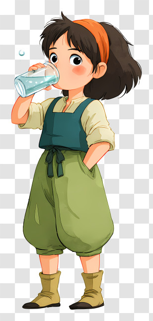 Girl Drinking Fresh Water - Girl Drinking Water Transparent PNG