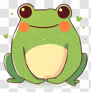 Cartoon Frog - Adorable Green Frog With Sparkly Cheeks Transparent PNG