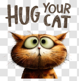 National Hug Your Cat Day - Hug Your Cat Cartoon Design Transparent PNG