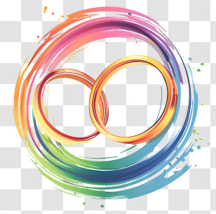 Lgbt Wedding Frame - Wedding Rings With Colorful Circular Design Transparent PNG