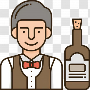 Bartender - Bartender With Bottle Transparent PNG
