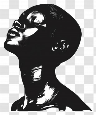Head Silhouette - Black And White Portrait Art Transparent PNG
