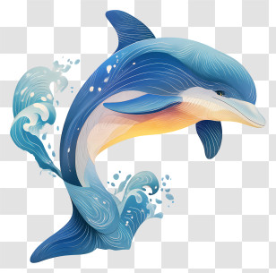 Oceanic Dolphin - Blue Dolphin With Ocean Waves Transparent PNG