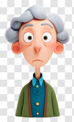 Old Woman Avatar - Surprised Elderly Man Cartoon Transparent PNG