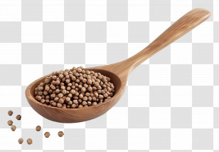 Coriander Seeds - Wooden Spoon With Coriander Seeds Transparent PNG