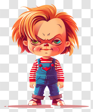 Chucky - Scary Doll Character With Red Hair Transparent PNG