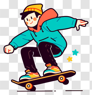Anime Boy Icon - Cool Skateboarder In Hoodie Transparent PNG