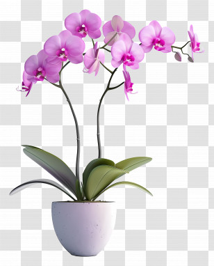 Potted Orchid Flowers - Purple Orchid Flowers In Pot Transparent PNG