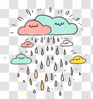 Raining - Cute Rainy Clouds Illustration Transparent PNG