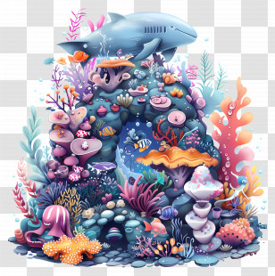 Underwater World - Underwater Coral Reef With Marine Life Transparent PNG