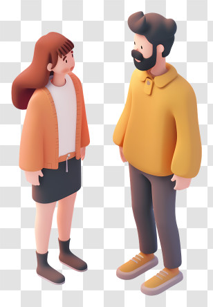 Man Woman Talking - Cartoon Couple In Conversation Transparent PNG
