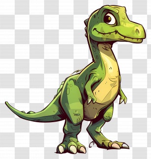 Cartoon Dinosaur - Adorable Green Dinosaur In Cartoon Style Transparent PNG