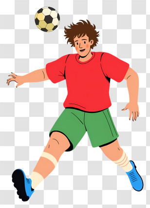 Man Playing Football - Soccer Player In Red And Green Outfit Transparent PNG