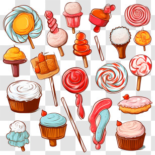 National Candy Day - Colorful Illustration Of Sweets And Desserts Transparent PNG