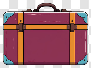 Red Suitcase - Vintage Suitcase With Brown Straps Transparent PNG