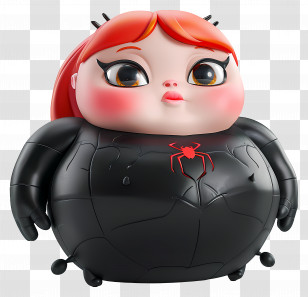3d Cartoon - Chubby Cartoon Character In Black Suit Transparent PNG