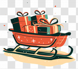 Sleigh With Gifts - Festive Sleigh Filled With Holiday Gifts Transparent PNG