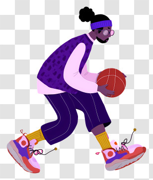 Playing Basketball - Stylish Basketball Player Illustration Transparent PNG