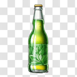 Beer Bottle - Green Glass Bottle Of Refreshing Drink Transparent PNG