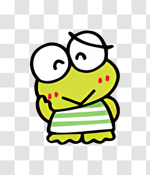 Keroppi - Cute Cartoon Frog Wearing Striped Shirt Transparent PNG