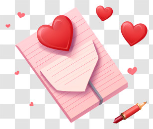Love Letter - Love Letter With Hearts And Pen Transparent PNG