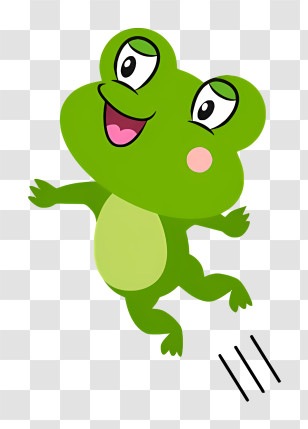 Cartoon - Green Cartoon Frog Joyfully Jumping Transparent PNG