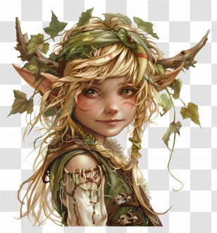 Elf Fantasy - Fantasy Elf Girl With Leaves Transparent PNG