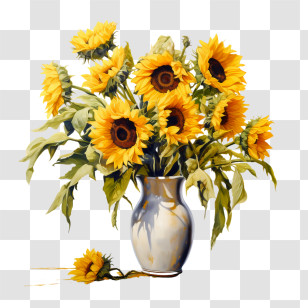 National Sunflower Day - Beautiful Sunflower Arrangement In Vase Illustration Transparent PNG