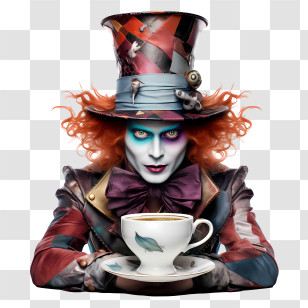 Mad Hatter Day - Mad Hatter Holding A Teacup Illustration Transparent PNG