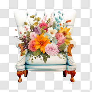 Armchair
 - Vintage Chair With Floral Arrangement Transparent PNG
