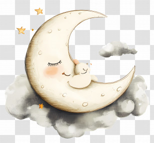 Cute Moon - Cute Baby Sleeping On The Moon Transparent PNG