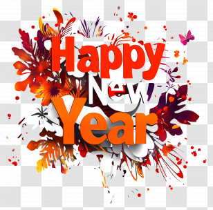 Happy New Year - Festive Happy New Year Celebration Design Transparent PNG