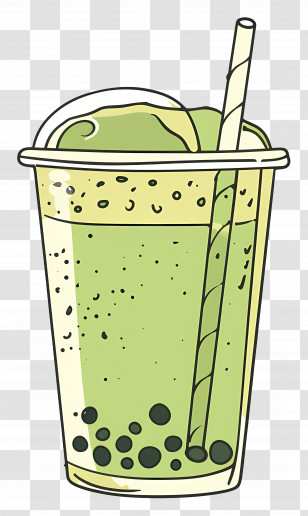 Matcha Bubble Tea - Green Bubble Tea With Tapioca Pearls Illustration Transparent PNG