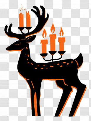 Light Deer - Deer With Candles Illustration Transparent PNG