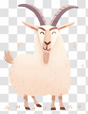Mountain Goat - Cute Goat Cartoon Illustration Transparent PNG