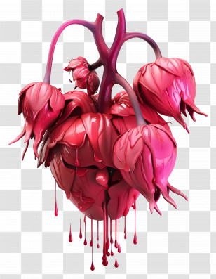 3d Flower - Heart-Shaped Flowers With Dripping Effect Transparent PNG
