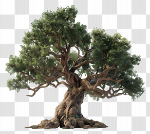 3d Oak Tree - Ancient Large Tree With Spreading Branches Transparent PNG