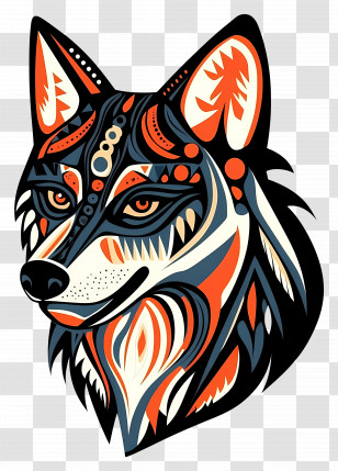 Wolf Logo - Artistic And Colorful Wolf Portrait Transparent PNG