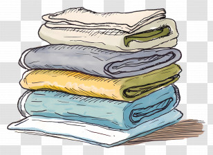 Stack Of Towels - Stacked Folded Towels Drawing For Household Concept Transparent PNG
