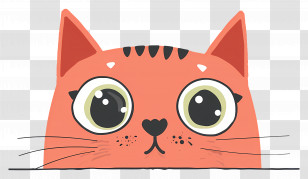 Peeking Cat - Cute Cartoon Cat Face Transparent PNG