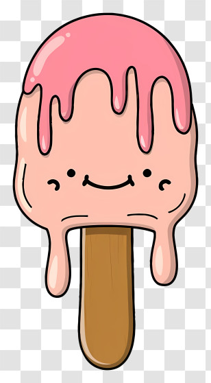 Cartoon Ice Cream Cone - Melting Popsicle With Face Transparent PNG