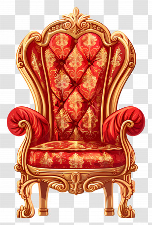 Royal Chair - Red Royal Armchair With Gold Accents Transparent PNG