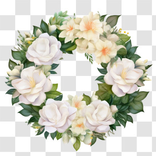 Gardenia Flower Wreath
 - Floral Wreath Botanical Illustration Transparent PNG