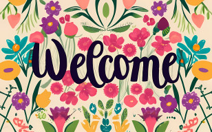 Welcome - Welcome Word With Floral Background Transparent PNG