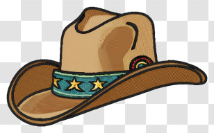 Western Style Hat - Western Cowboy Hat With Stars Transparent PNG