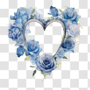 Watercolor Blue Roses
 - Heart Frame With Blue Roses Transparent PNG