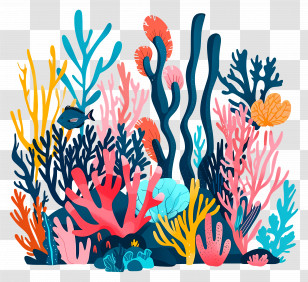 Coral Reefs - Vibrant Underwater Coral Reef Transparent PNG