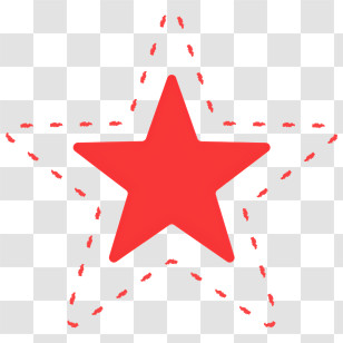 Icon - Outlined Red Star With Dashed Design Transparent PNG