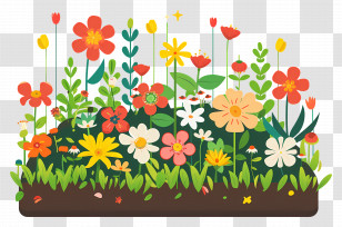 Colorful Flower Bed - Colorful Garden Flower Bed In Bloom Transparent PNG